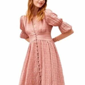 Anthropologie OPT Dusty Rose Peasant Midi Massaya Dress Size Small